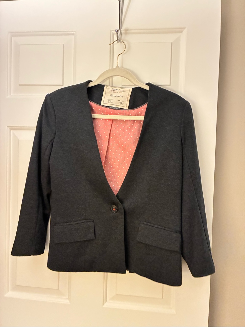 Cartonnier Anthropologie Jacket Womens Medium Gray Blazer Career Sz M